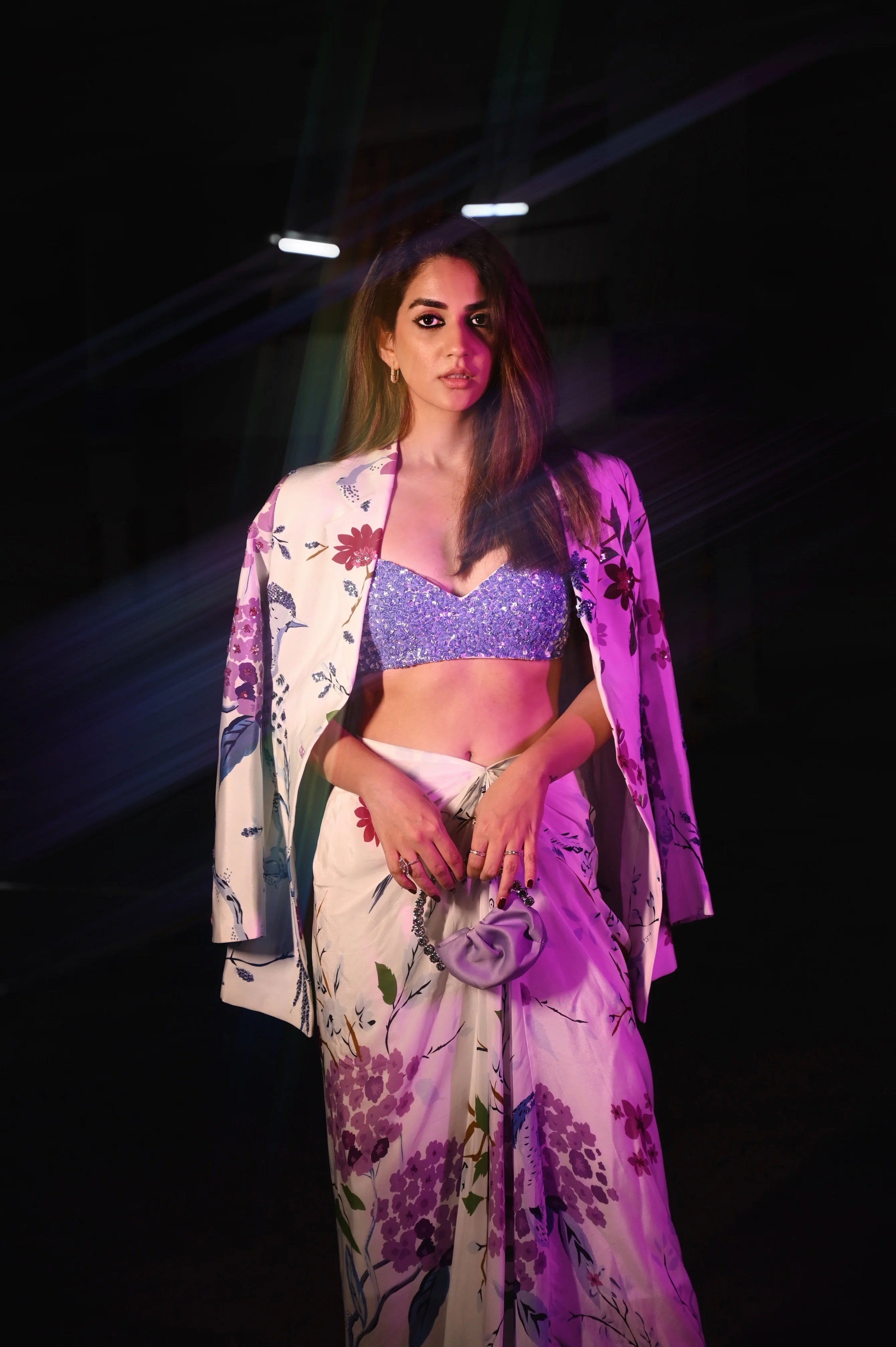 Our Bloom Print Dhoti Blazer with Sequin Bralette - Juhi Bengani