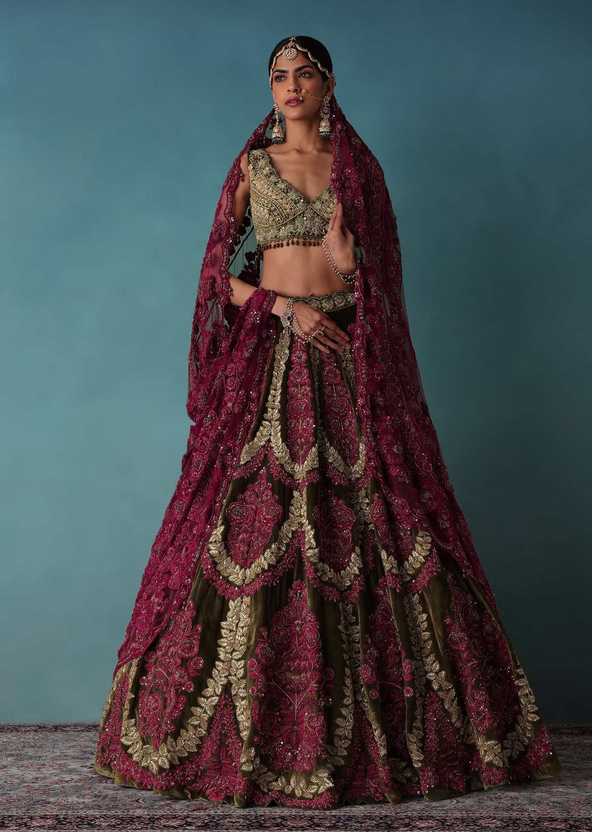 Buy Red Lehenga With a Crop Top Embroidered With Royal Heritage KALKI  Fashion India