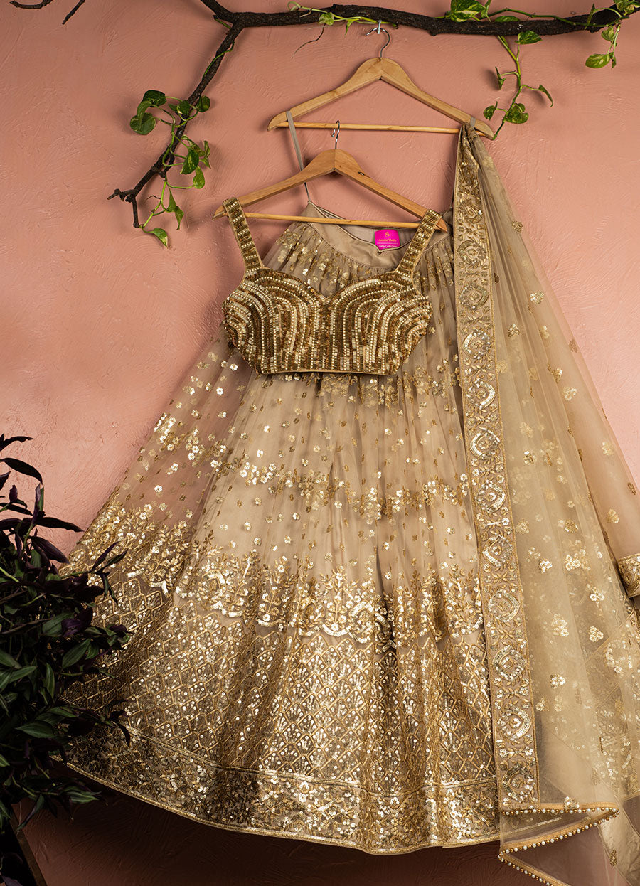 Anisha Shetty - Ivory Radiant Sequin Lehenga With Pink Zardosi Blouse Set -  Lilly's Boutique London
