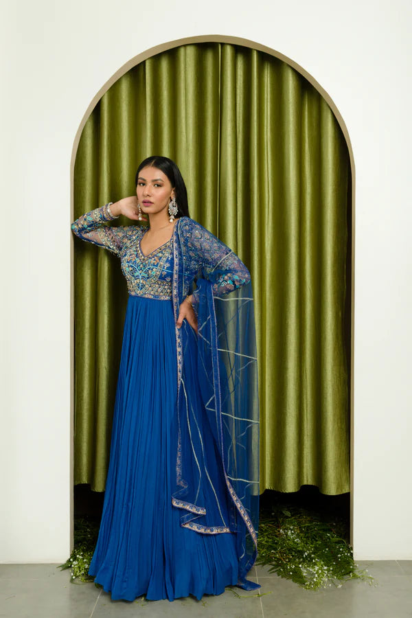 indian clothes uk, india clothing, indian outfit women, indian clothes online uk, dress indian, indian dresses uk, indian lehengas, gown india, traditional indian dresses, dresses for wedding wear, dresses for cocktail, wedding outfits indian, anarkali, evening dresses for party, bridal asian outfit, Lehenga, Lehnga, Shoulder veil dress, Indian partywear, Ethnic fashion, Bollywood outfit, Blue Anarkali Set, Gathered Anarkali Set