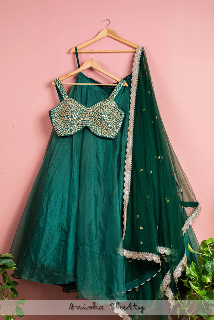 Pistachio Green Lehenga | Green lehenga, Party wear lehenga, Indian bridal  lehenga