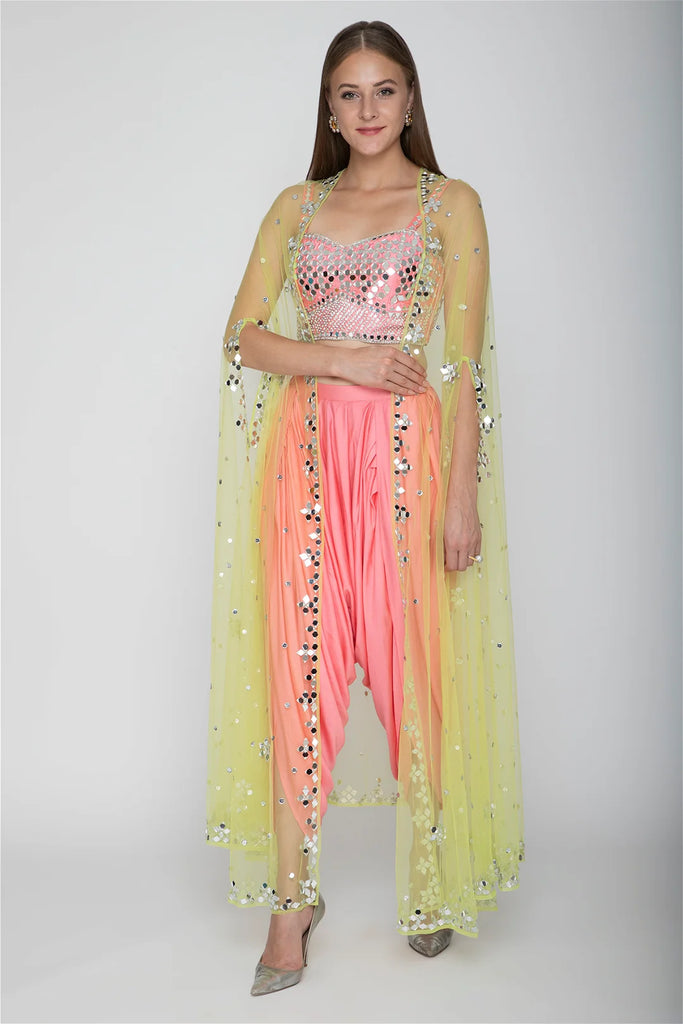 indian clothes uk, india clothing, indian outfit women, indian clothes online uk, dress indian, indian dresses uk, indian lehengas, gown india, traditional indian dresses, dresses for wedding wear, dresses for cocktail, wedding outfits indian, anarkali, evening dresses for party, bridal asian outfit, Lehenga, Lehnga, Shoulder veil dress, Indian partywear, Ethnic fashion, Bollywood outfit, Embroidered Blouse, Dhoti Pants & Cape, Pink Embroidered Blouse, Yellow Cape