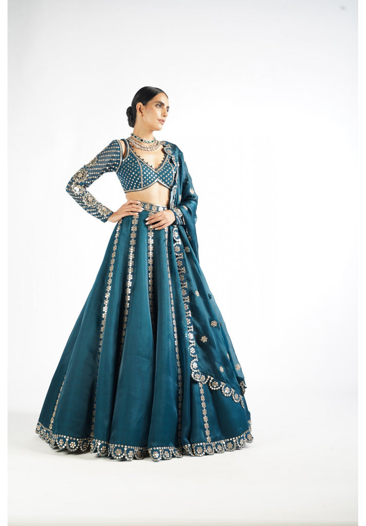 indian clothes uk, india clothing, indian outfit women, indian clothes online uk, dress indian, indian dresses uk, indian lehengas, gown india, traditional indian dresses, dresses for wedding wear, dresses for cocktail, wedding outfits indian, anarkali, evening dresses for party, bridal asian outfit, Lehenga, Lehnga, Shoulder veil dress, Indian partywear, Ethnic fashion, Bollywood outfit, Dark Teal Lehenga Set, Floral Lehenga Set