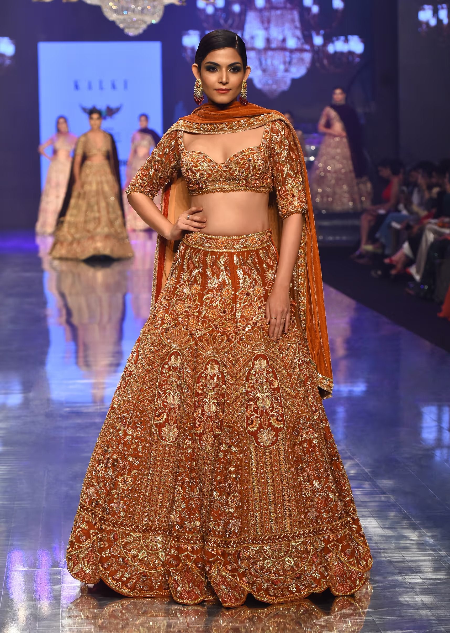 flame orange bright bridal lengha | Indian fashion, Indian couture, Indian  dresses