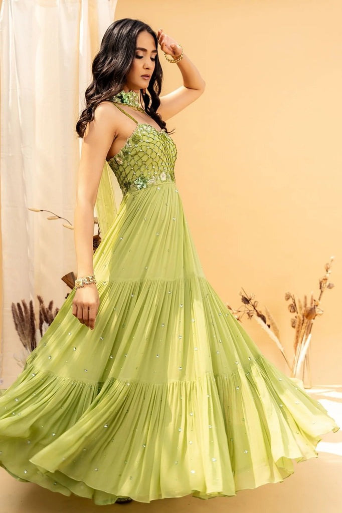 indian clothes uk, india clothing, indian outfit women, indian clothes online uk, dress indian, indian dresses uk, indian lehengas, gown india, traditional indian dresses, dresses for wedding wear, dresses for cocktail, wedding outfits indian, anarkali, evening dresses for party, bridal asian outfit, Lehenga, Lehnga, Shoulder veil dress, Indian partywear, Ethnic fashion, Bollywood outfit, Green Anarkali, Choker Dupatta, 3-Tiered Anarkali